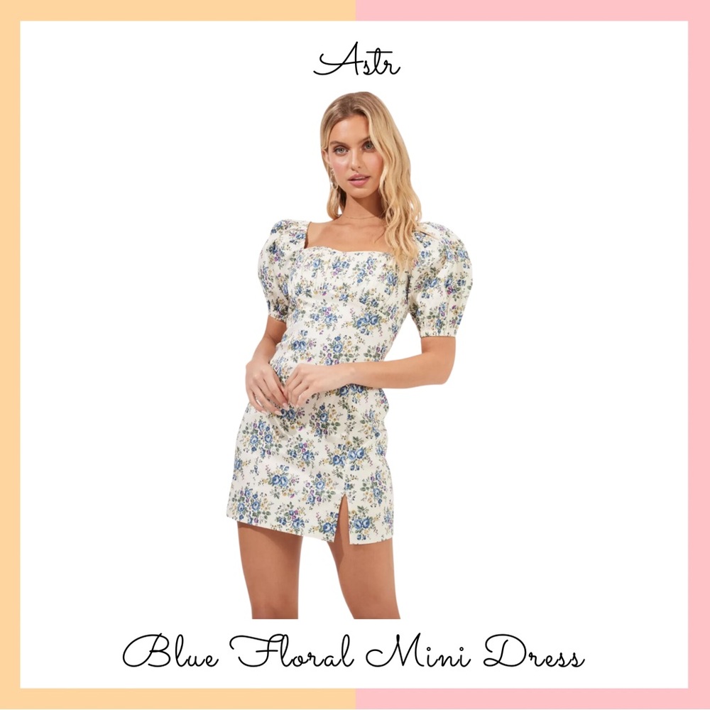 Astr Blue Floral Mini Dress